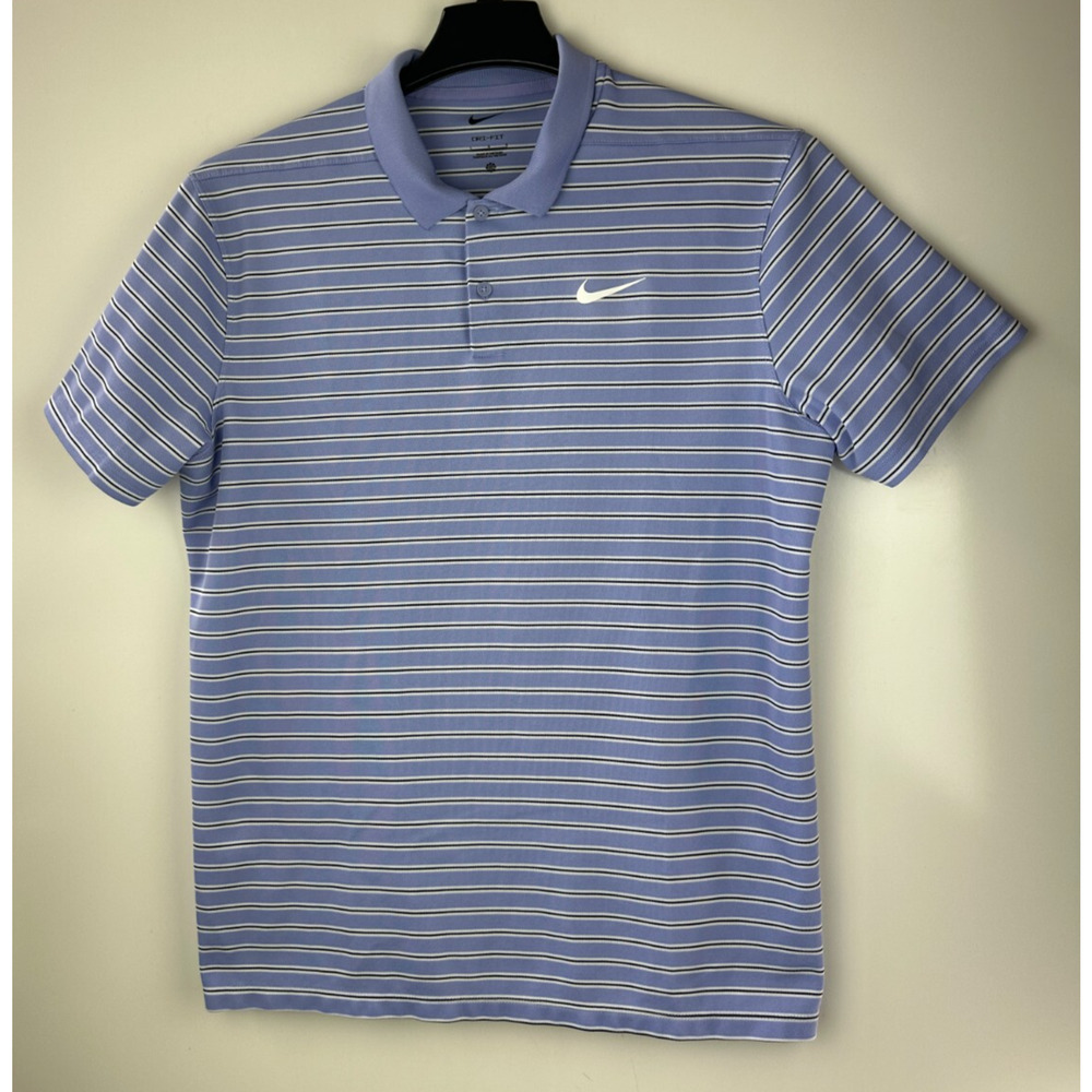 2 Nike Dri-Fit Men's Golf Polo Shirts Size Large Victory Stripe Green Blue Top - Picture 9 of 16